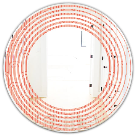 Retro Art Deco Waves II - Modern Round or Oval Wall Mirror - Wave