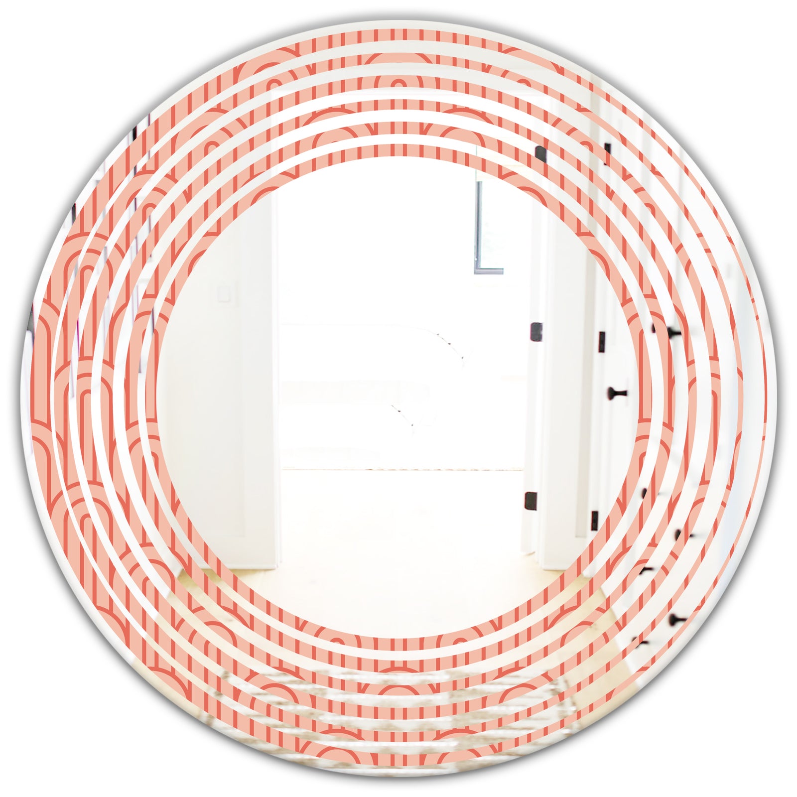 Retro Art Deco Waves II - Modern Round or Oval Wall Mirror - Wave