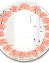 Retro Art Deco Waves II - Modern Round or Oval Wall Mirror - Leaves