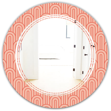 Retro Art Deco Waves II - Modern Round or Oval Wall Mirror - Triple C