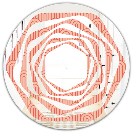 Retro Art Deco Waves II - Modern Round or Oval Wall Mirror - Whirl