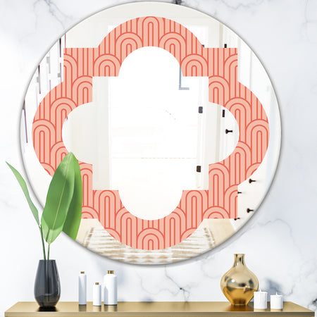 Retro Art Deco Waves II - Modern Round or Oval Wall Mirror - Quatrefoil