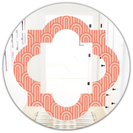 Retro Art Deco Waves II - Modern Round or Oval Wall Mirror - Quatrefoil