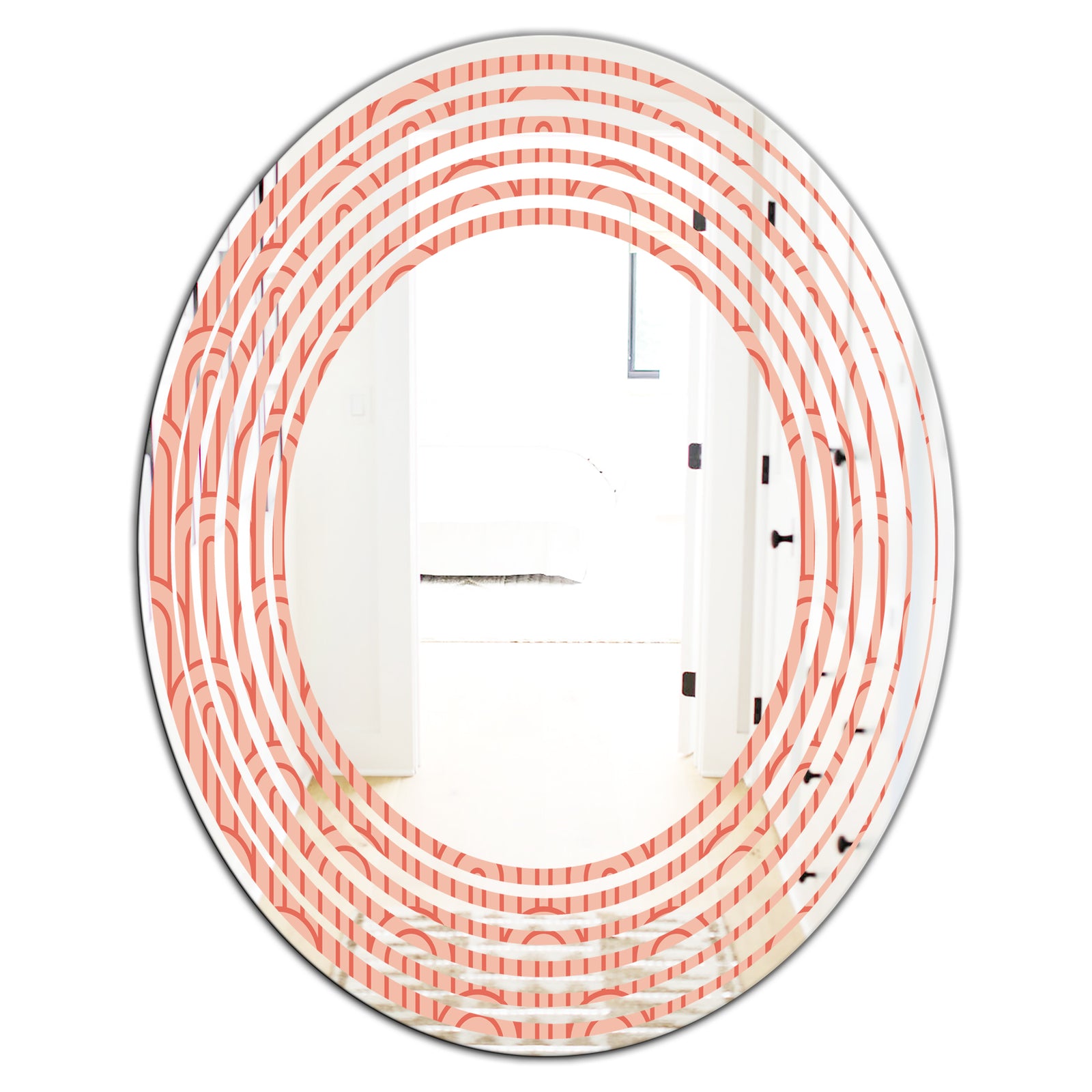 Retro Art Deco Waves II - Modern Round or Oval Wall Mirror - Wave
