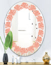 Retro Art Deco Waves II - Modern Round or Oval Wall Mirror - Leaves