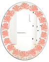 Retro Art Deco Waves II - Modern Round or Oval Wall Mirror - Leaves