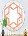 Retro Art Deco Waves II - Modern Round or Oval Wall Mirror - Hexagon Star