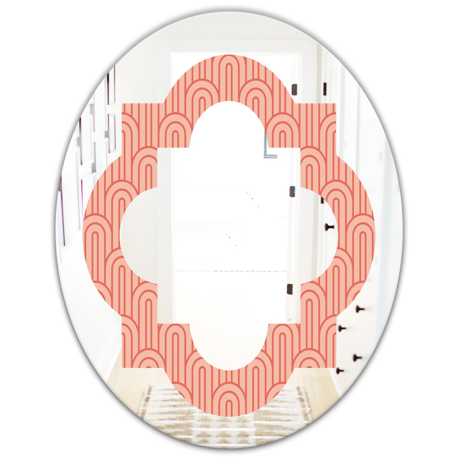 Retro Art Deco Waves II - Modern Round or Oval Wall Mirror - Quatrefoil