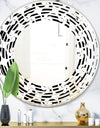 Monochrome Geometric Pattern IV - Modern Round or Oval Wall Mirror - Wave