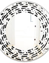 Monochrome Geometric Pattern IV - Modern Round or Oval Wall Mirror - Wave