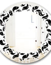 Monochrome Geometric Pattern IV - Modern Round or Oval Wall Mirror - Leaves