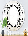 Monochrome Geometric Pattern IV - Modern Round or Oval Wall Mirror - Space