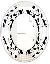 Monochrome Geometric Pattern IV - Modern Round or Oval Wall Mirror - Space