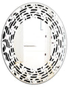 Monochrome Geometric Pattern IV - Modern Round or Oval Wall Mirror - Wave