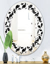 Monochrome Geometric Pattern IV - Modern Round or Oval Wall Mirror - Leaves