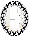 Monochrome Geometric Pattern IV - Modern Round or Oval Wall Mirror - Triple C