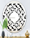 Monochrome Geometric Pattern IV - Modern Round or Oval Wall Mirror - Whirl