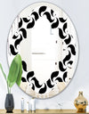 Monochrome Geometric Pattern IV - Modern Round or Oval Wall Mirror - Quatrefoil