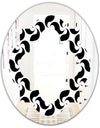 Monochrome Geometric Pattern IV - Modern Round or Oval Wall Mirror - Quatrefoil