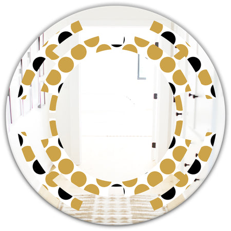 Golden Polka Dot - Modern Round or Oval Wall Mirror - Space
