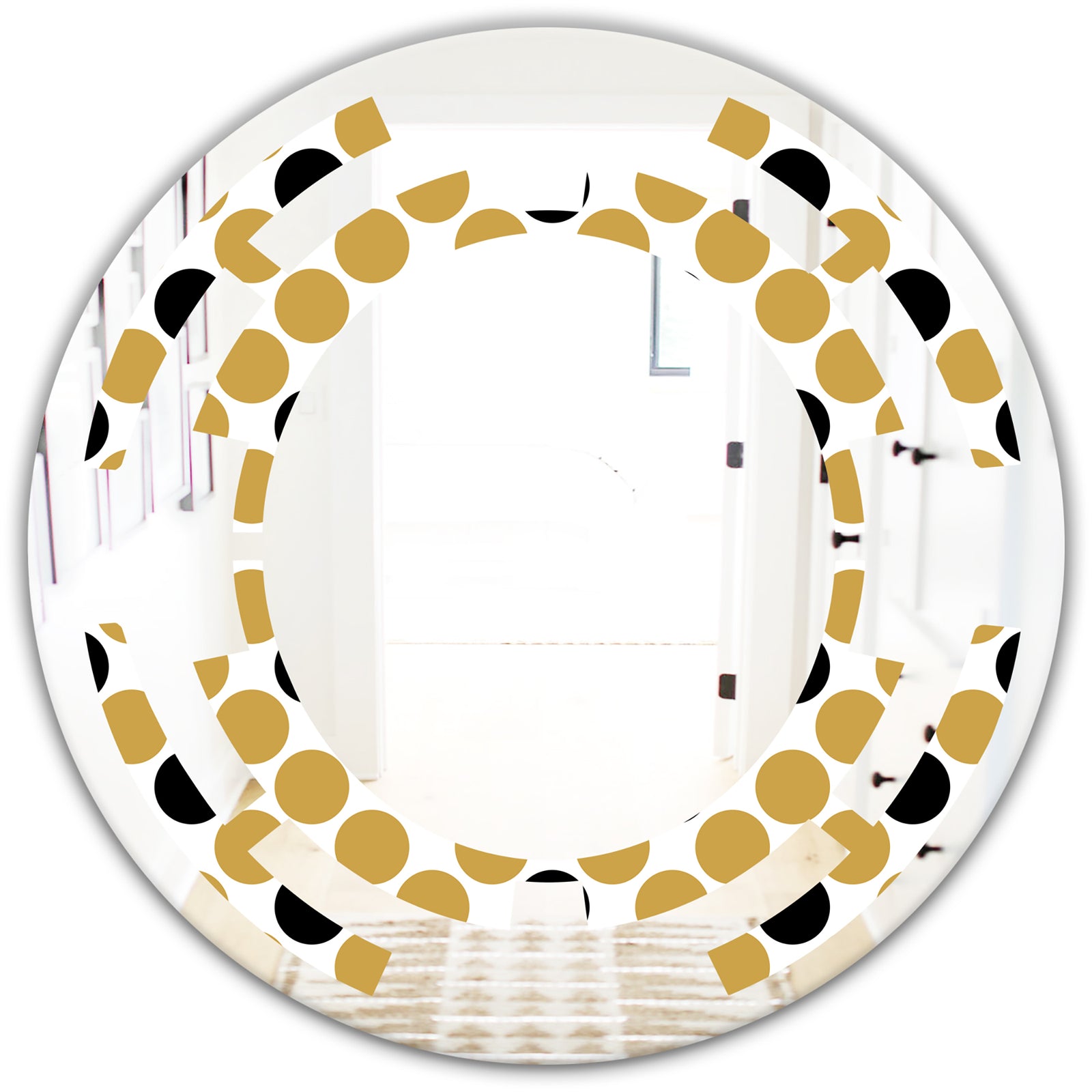 Golden Polka Dot - Modern Round or Oval Wall Mirror - Space