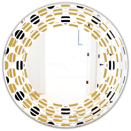 Golden Polka Dot - Modern Round or Oval Wall Mirror - Wave