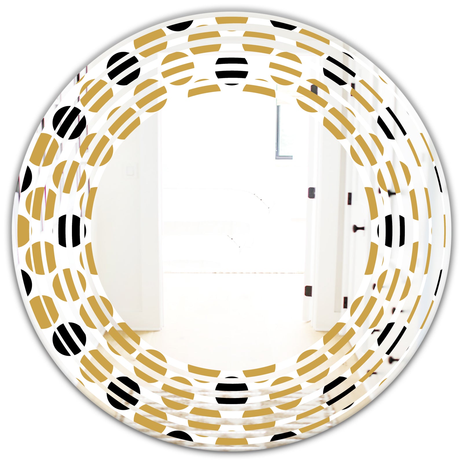 Golden Polka Dot - Modern Round or Oval Wall Mirror - Wave