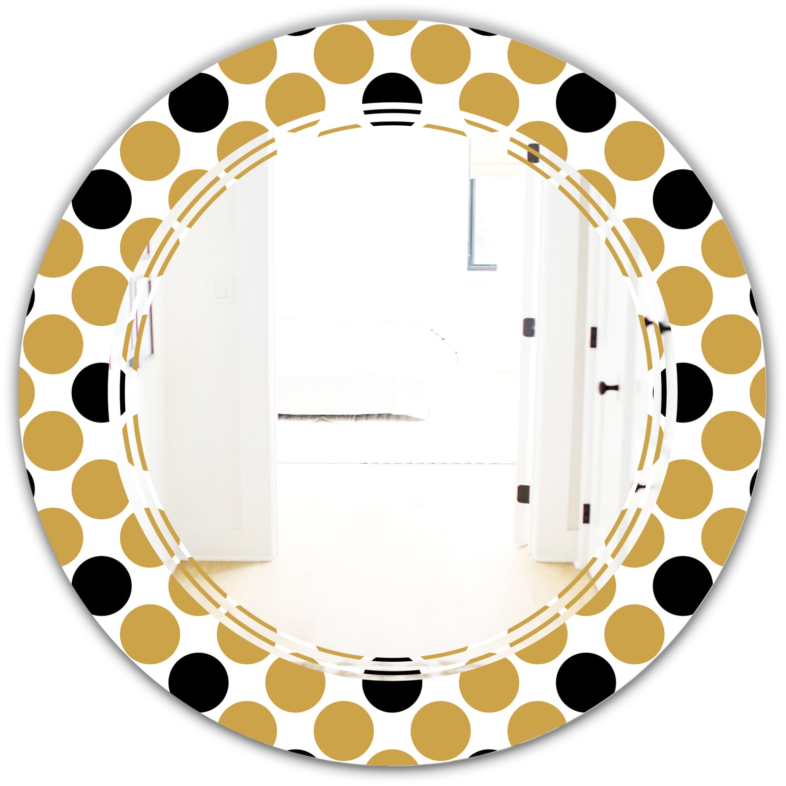 Golden Polka Dot - Modern Round or Oval Wall Mirror - Triple C