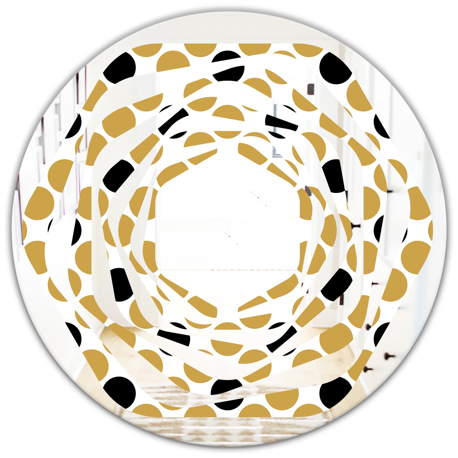 Golden Polka Dot - Modern Round or Oval Wall Mirror - Whirl