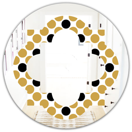 Golden Polka Dot - Modern Round or Oval Wall Mirror - Quatrefoil