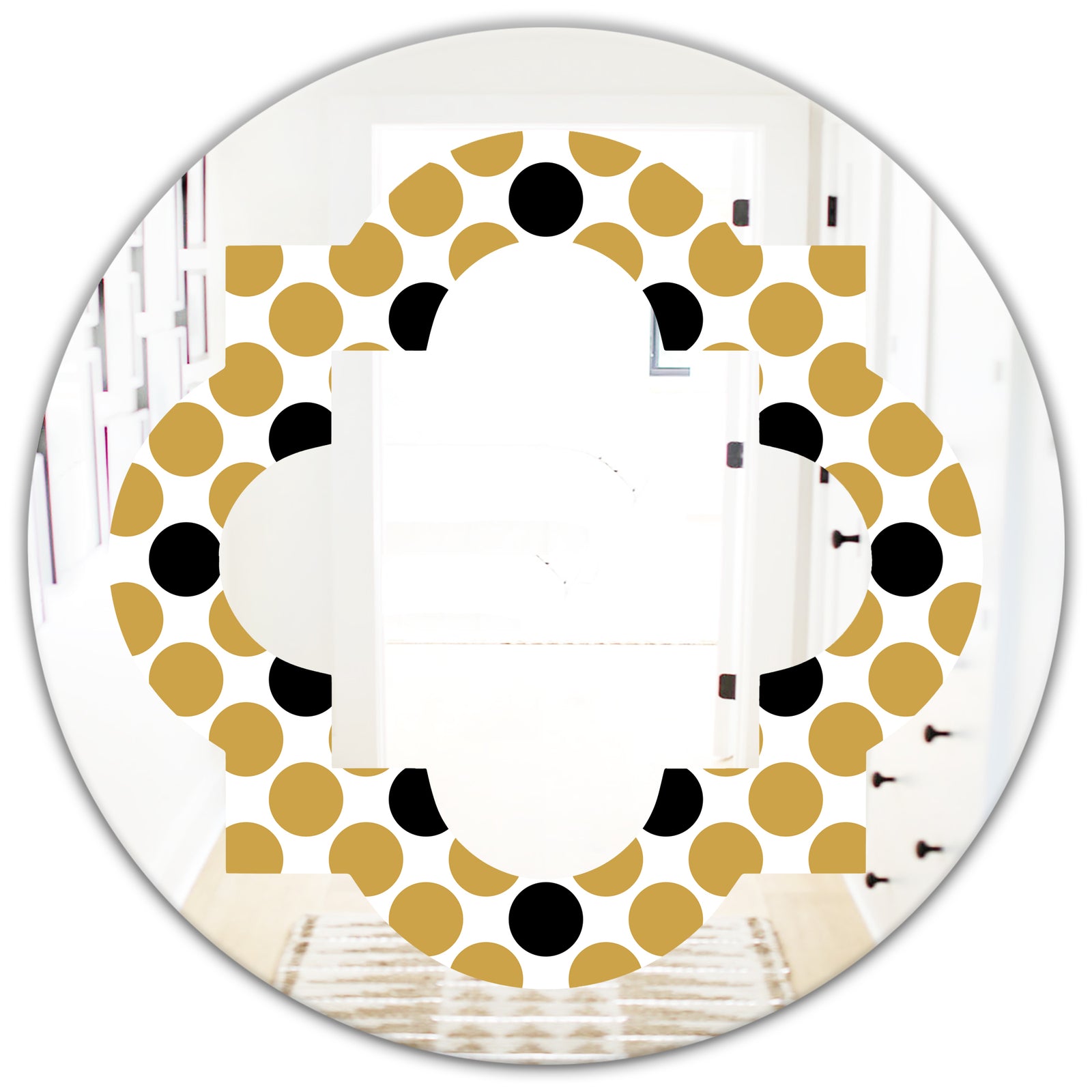 Golden Polka Dot - Modern Round or Oval Wall Mirror - Quatrefoil