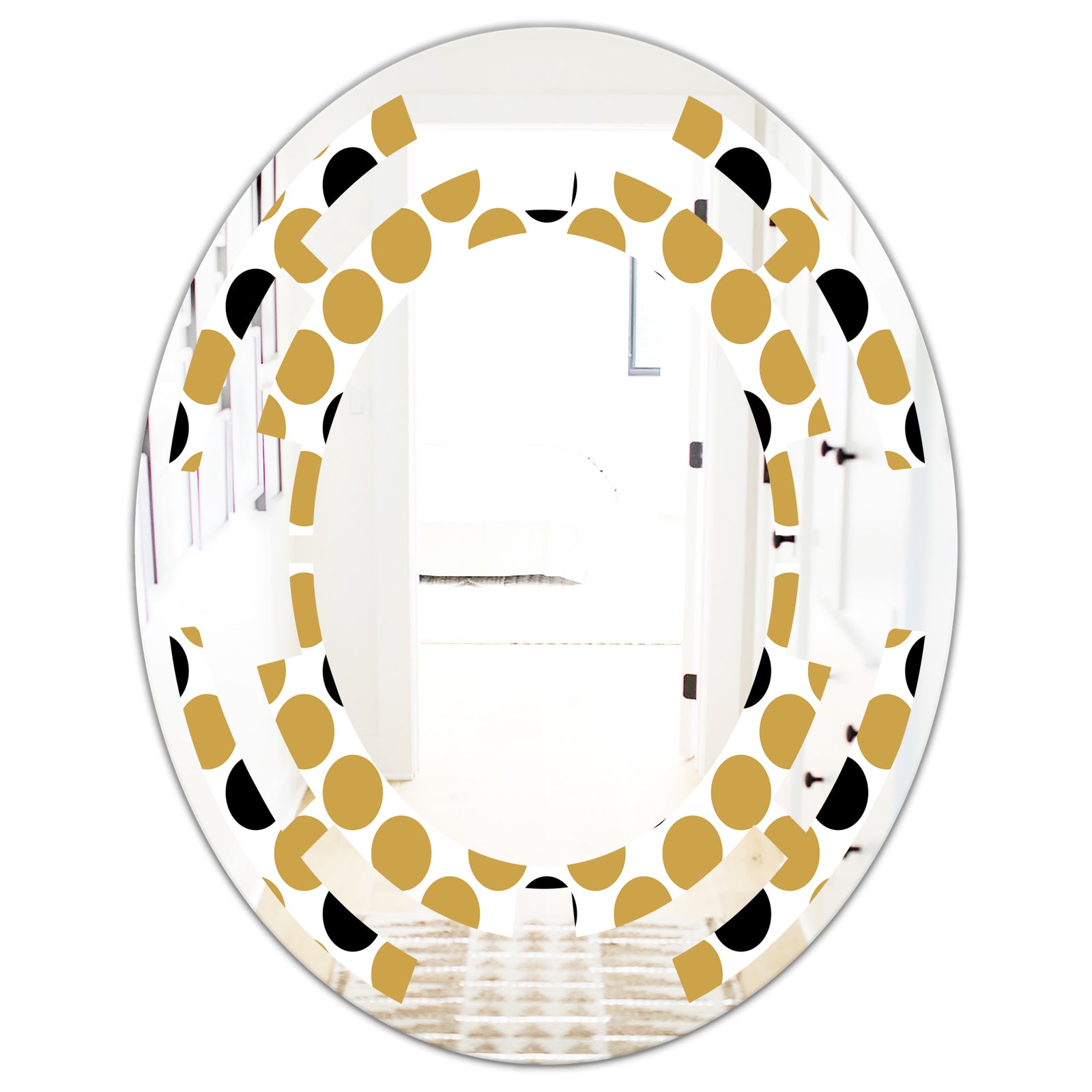Golden Polka Dot - Modern Round or Oval Wall Mirror - Space