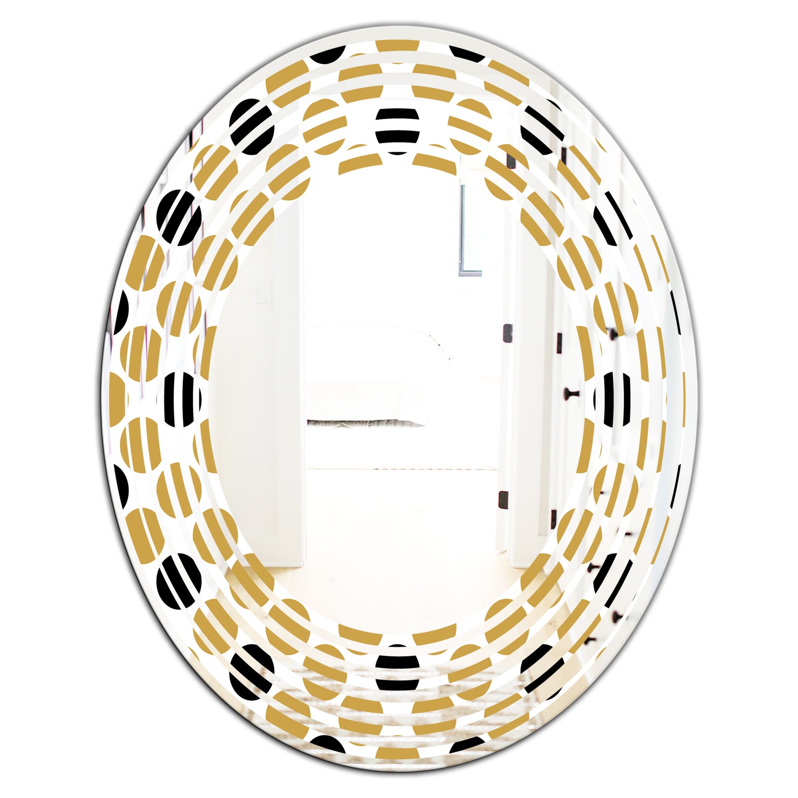 Golden Polka Dot - Modern Round or Oval Wall Mirror - Wave