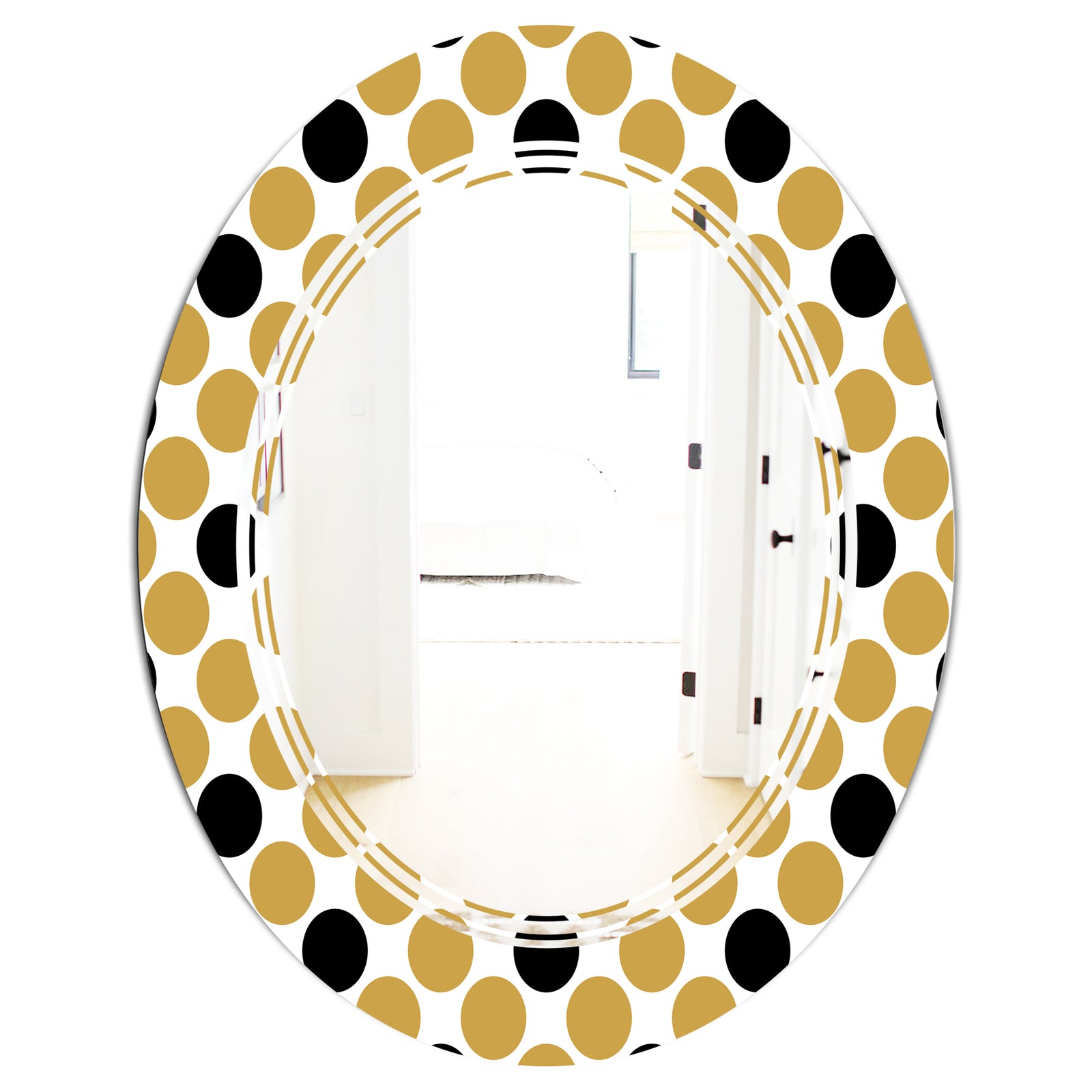 Golden Polka Dot - Modern Round or Oval Wall Mirror - Triple C