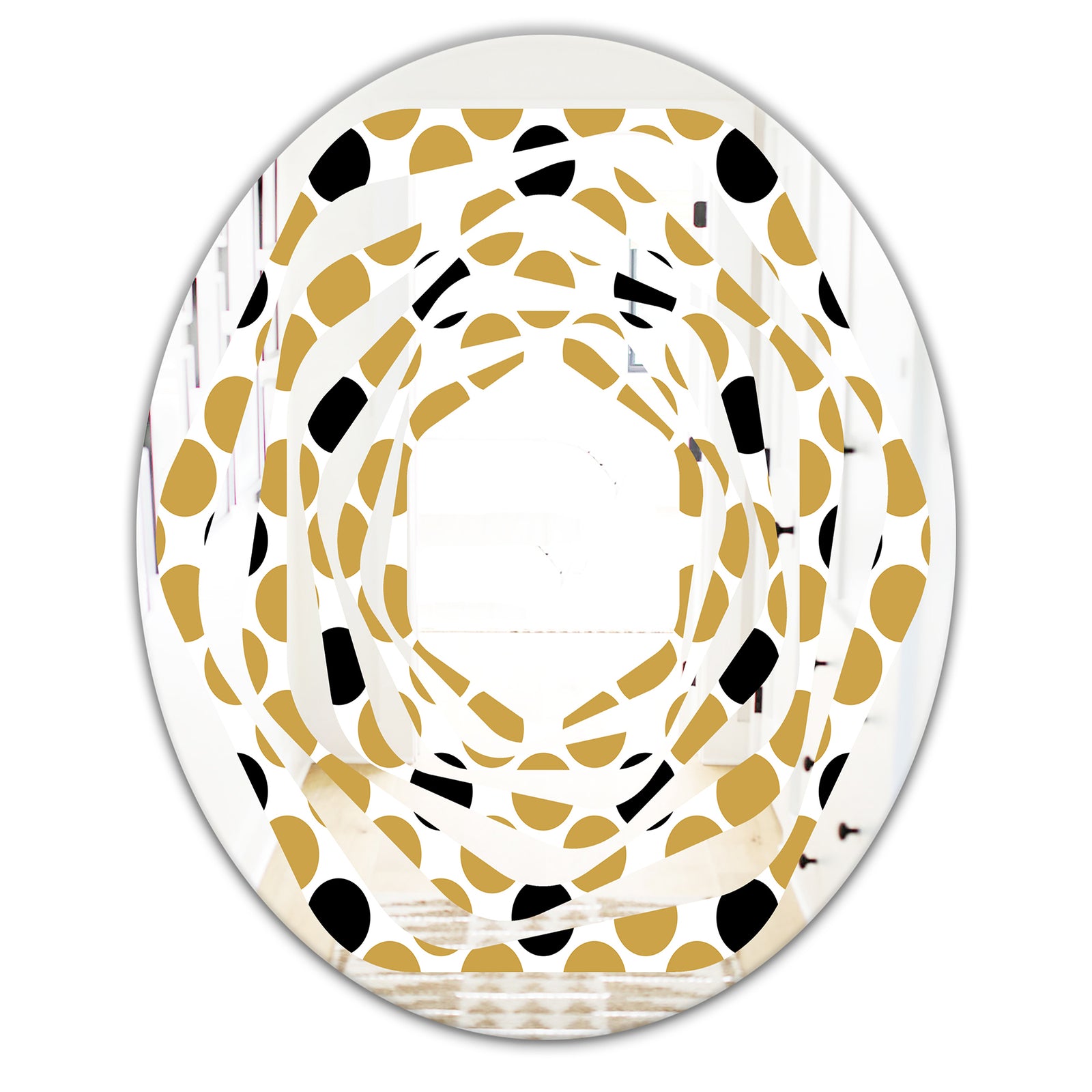 Golden Polka Dot - Modern Round or Oval Wall Mirror - Whirl