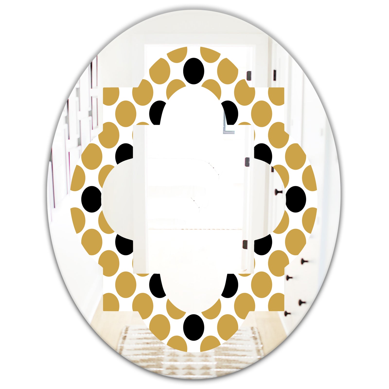 Golden Polka Dot - Modern Round or Oval Wall Mirror - Quatrefoil