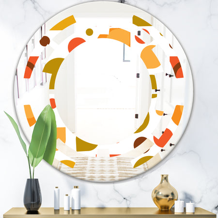 Abstract Retro Geometric I - Modern Round or Oval Wall Mirror - Space