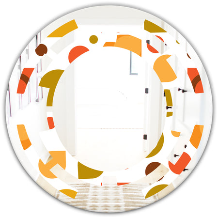 Abstract Retro Geometric I - Modern Round or Oval Wall Mirror - Space