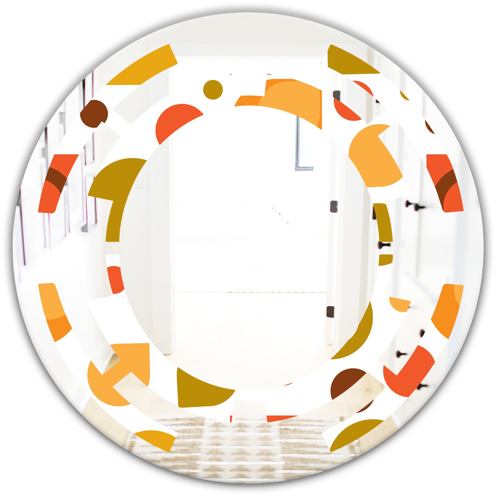 Abstract Retro Geometric I - Modern Round or Oval Wall Mirror - Space