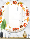 Abstract Retro Geometric I - Modern Round or Oval Wall Mirror - Leaves