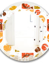 Abstract Retro Geometric I - Modern Round or Oval Wall Mirror - Leaves