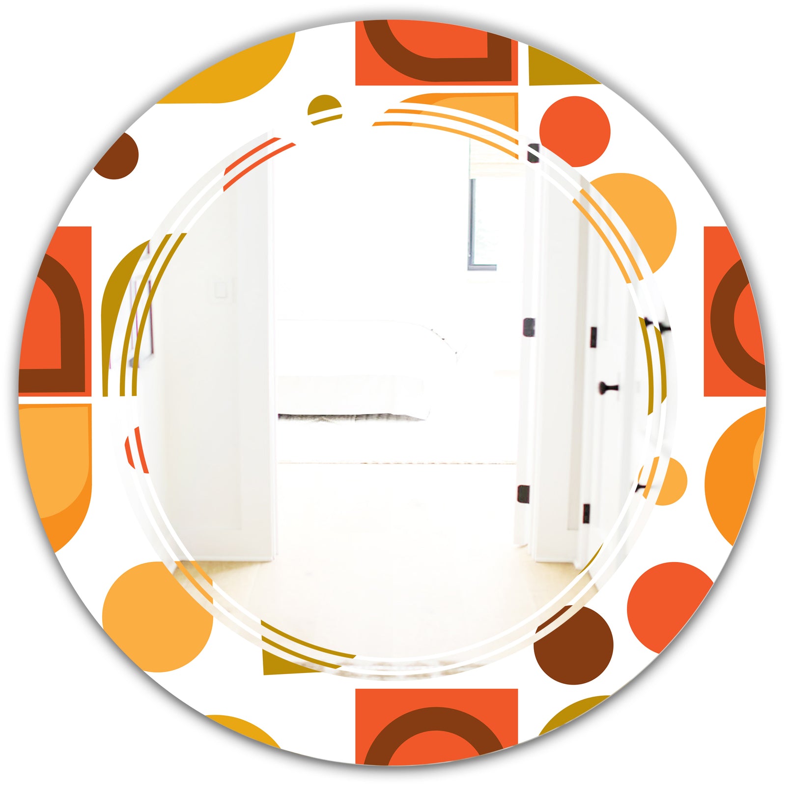 Abstract Retro Geometric I - Modern Round or Oval Wall Mirror - Triple C