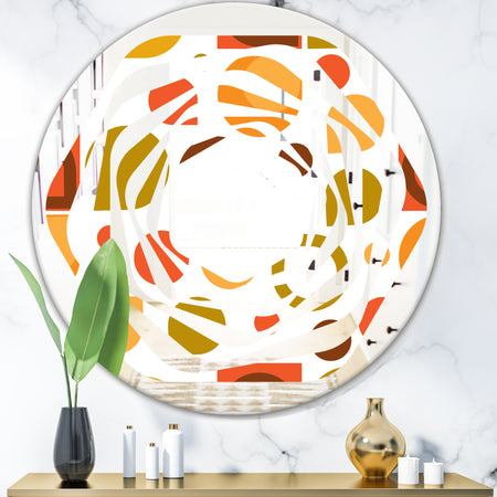 Abstract Retro Geometric I - Modern Round or Oval Wall Mirror - Whirl