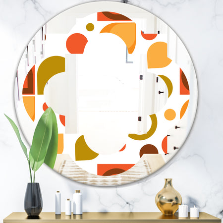 Abstract Retro Geometric I - Modern Round or Oval Wall Mirror - Quatrefoil