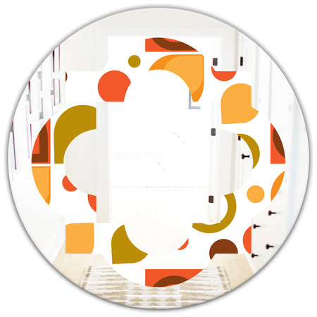 Abstract Retro Geometric I - Modern Round or Oval Wall Mirror - Quatrefoil