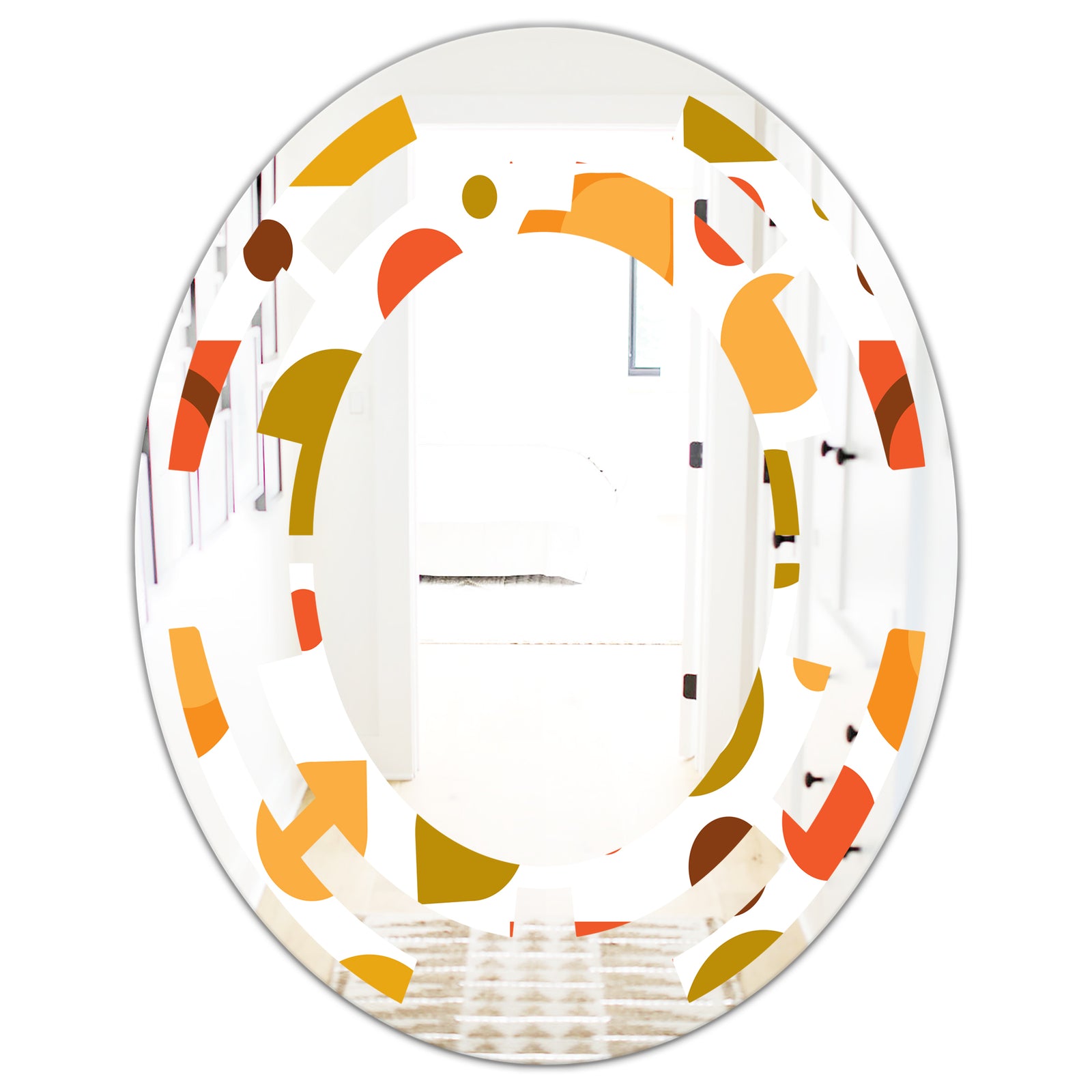 Abstract Retro Geometric I - Modern Round or Oval Wall Mirror - Space