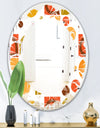 Abstract Retro Geometric I - Modern Round or Oval Wall Mirror - Leaves