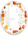 Abstract Retro Geometric I - Modern Round or Oval Wall Mirror - Leaves