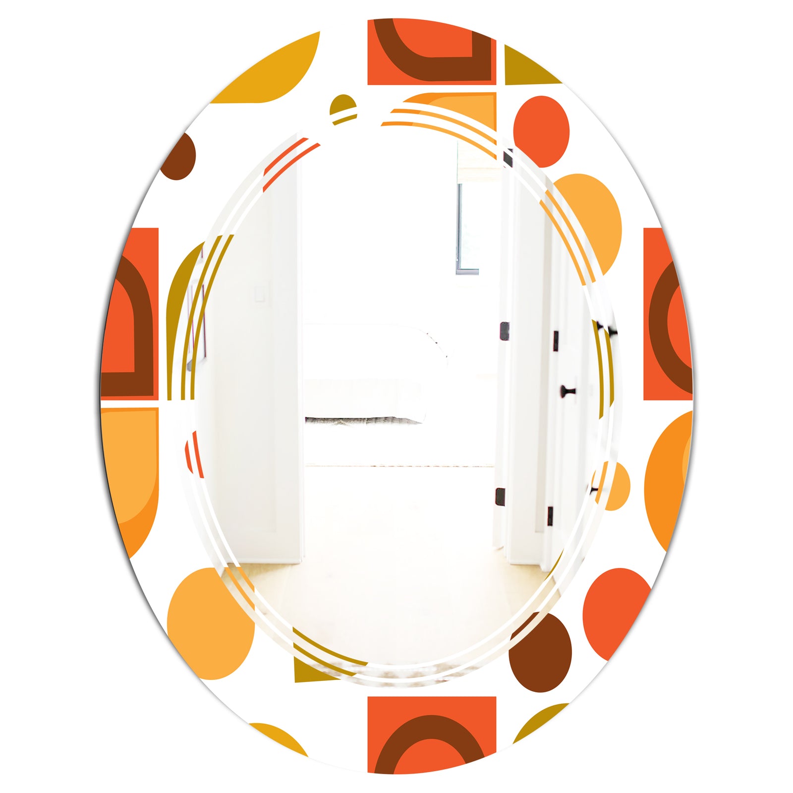 Abstract Retro Geometric I - Modern Round or Oval Wall Mirror - Triple C
