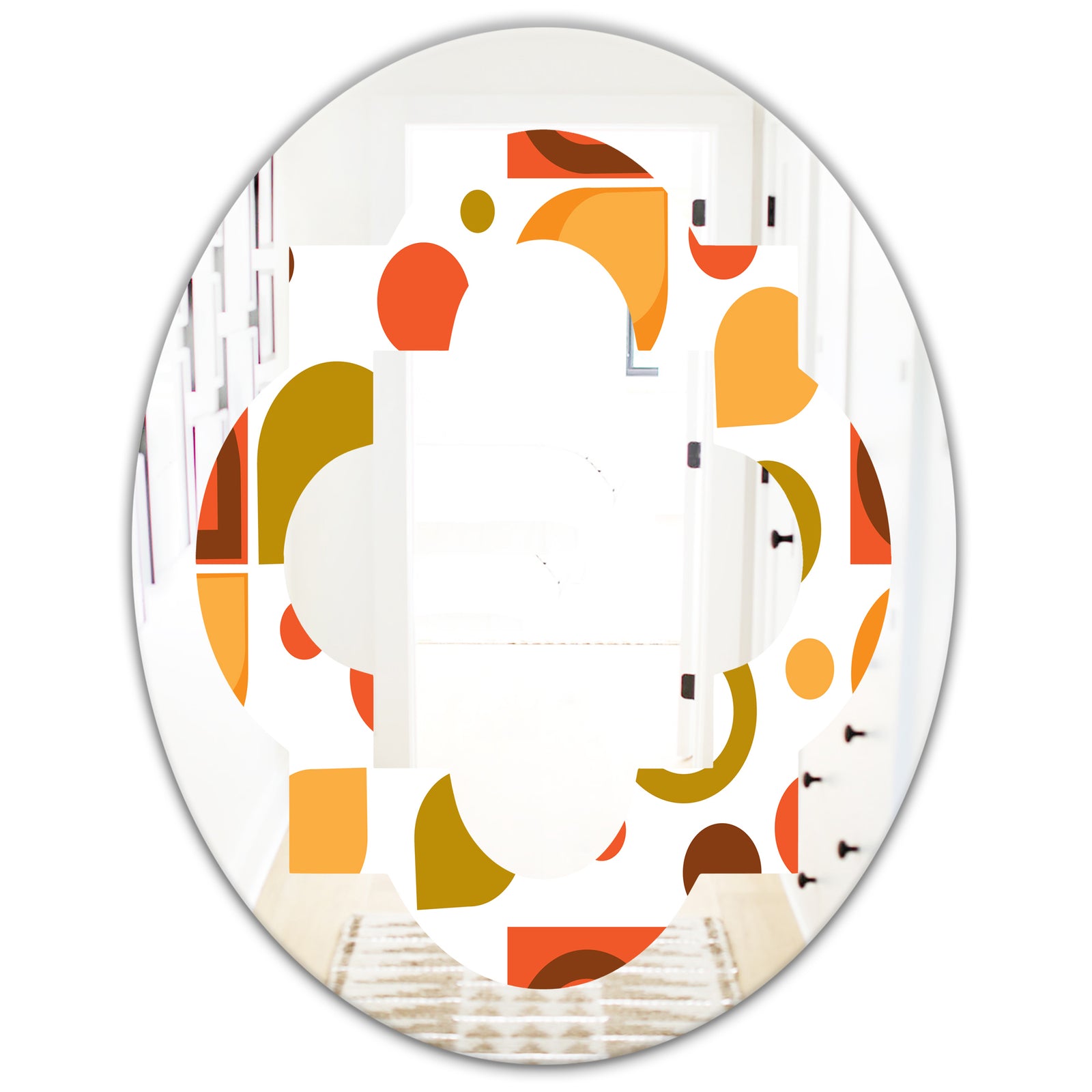 Abstract Retro Geometric I - Modern Round or Oval Wall Mirror - Quatrefoil